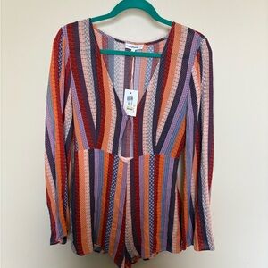 Colorful Striped Fika the Brand V-Neck Romper size S NWT